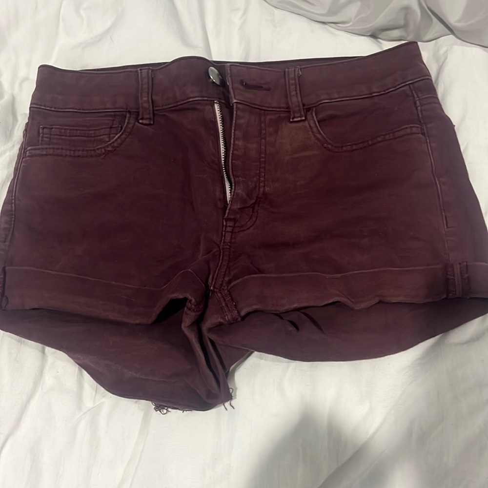 Burgundy American eagle jean shorts